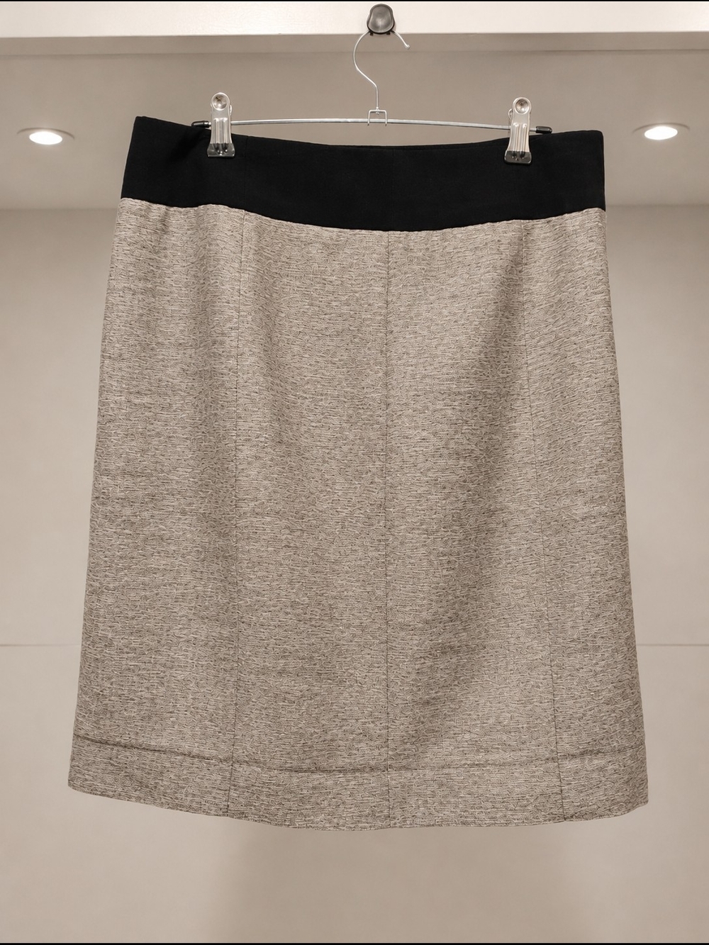 H&M Heather Taupe Pencil Skirt with Black Waistband